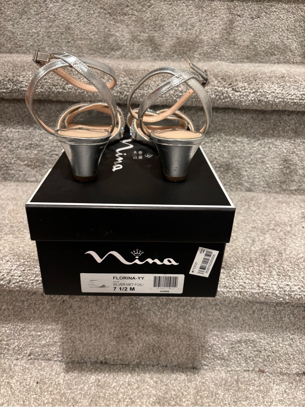 Nina Silver Crystal Strappy Dress Sandals - Picture 6 of 10